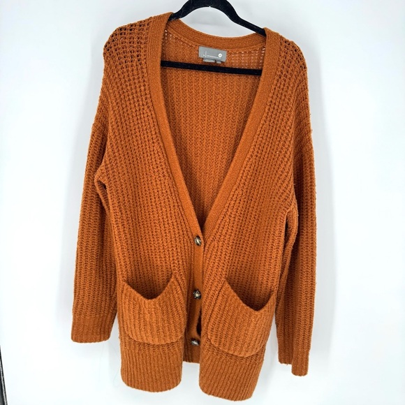 Anthropologie Marino wool blend cottagecore burnt orange oversize Cardigan - Picture 3 of 8
